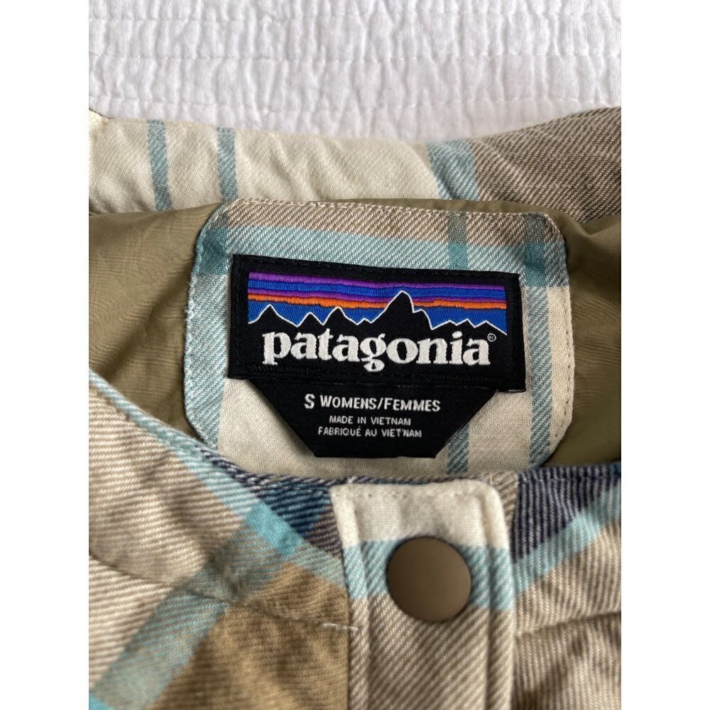 Patagonia Womens SZ S Heywood Plaid Jacket Insulated Quilted Cream Blue Rare! - Picture 5 of 12